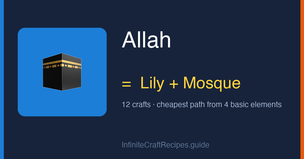 How to make Allah in Infinite Craft: combine Lily and Mosque, 12 crafts total from the four basic elements.