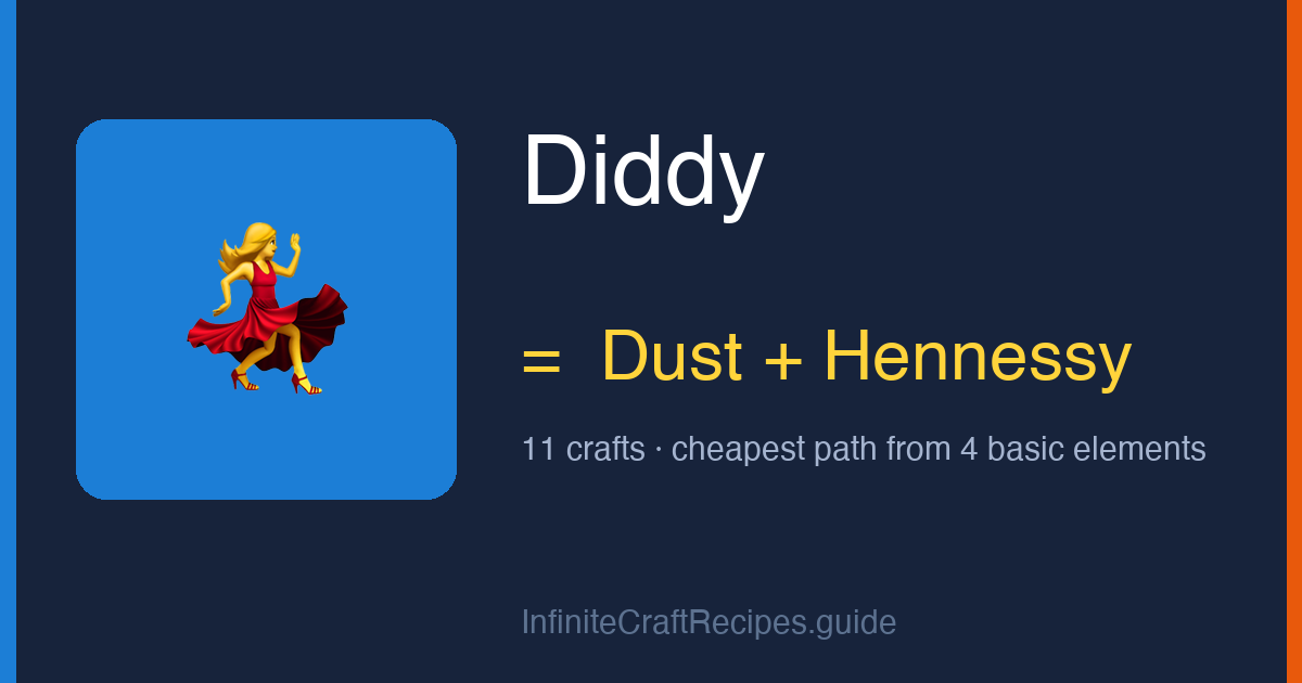 How to make Diddy in Infinite Craft: combine Dust and Hennessy, 11 crafts total from the four basic elements.
