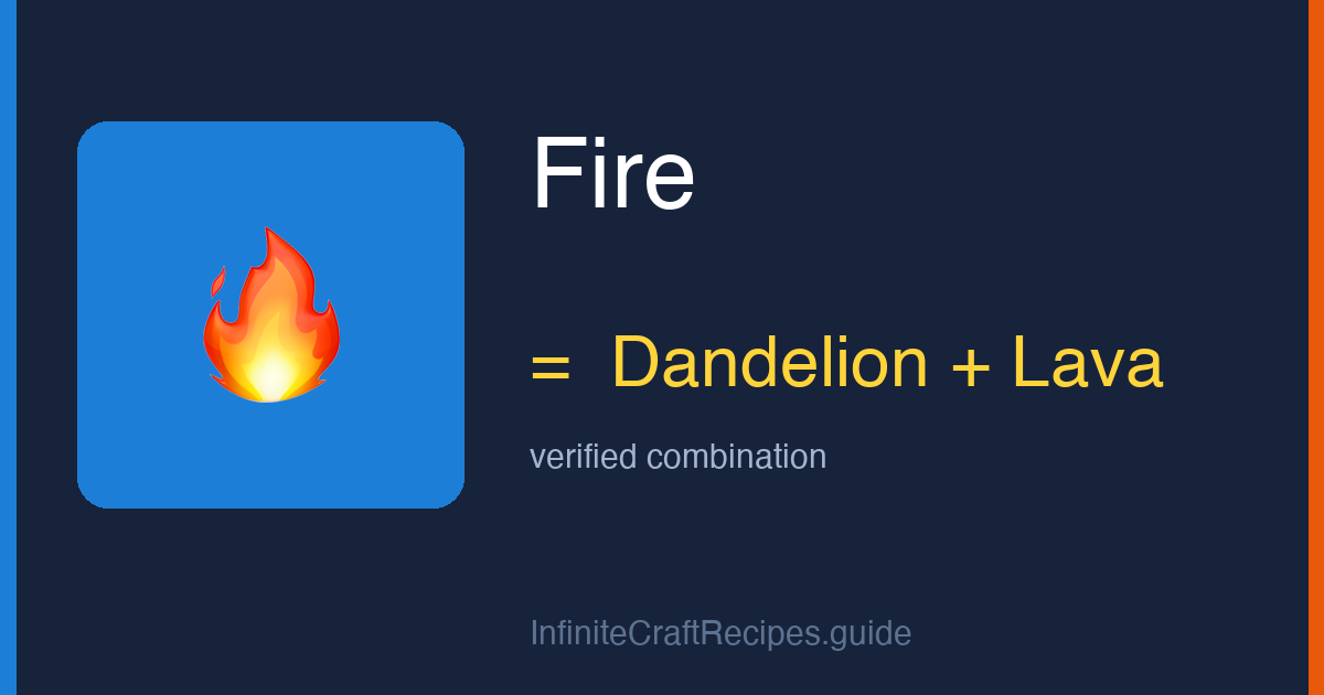 How to make Fire in Infinite Craft: combine Dandelion and Lava.