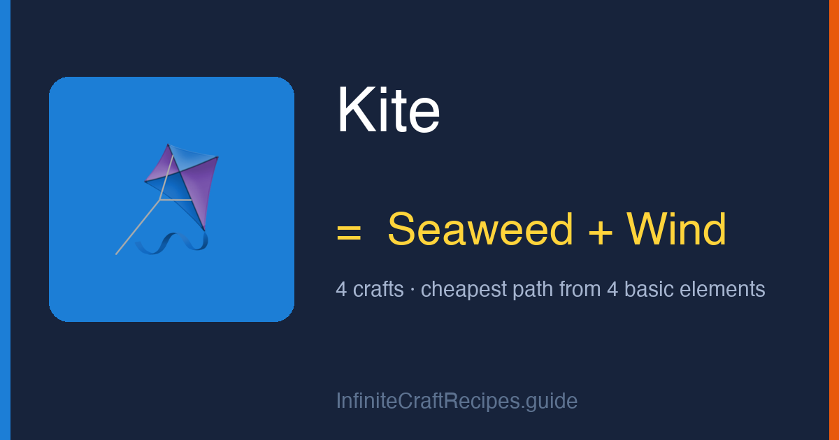 How to make Kite in Infinite Craft: combine Seaweed and Wind, 4 crafts total from the four basic elements.