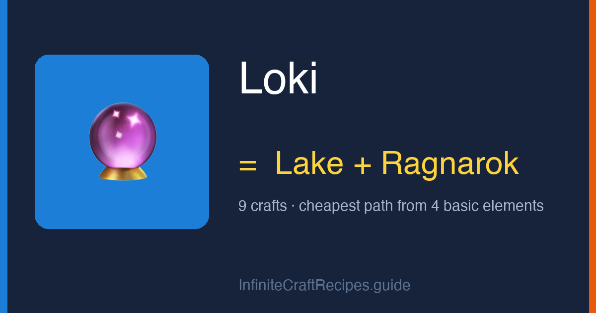 How to make Loki in Infinite Craft: combine Lake and Ragnarok, 9 crafts total from the four basic elements.