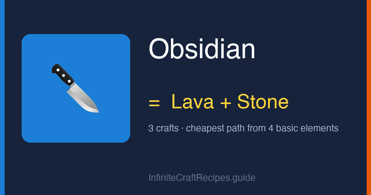 How to make Obsidian in Infinite Craft: combine Lava and Stone, 3 crafts total from the four basic elements.