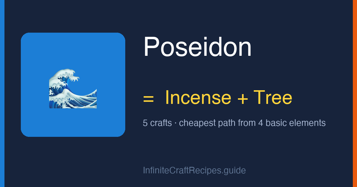 How to make Poseidon in Infinite Craft: combine Incense and Tree, 5 crafts total from the four basic elements.