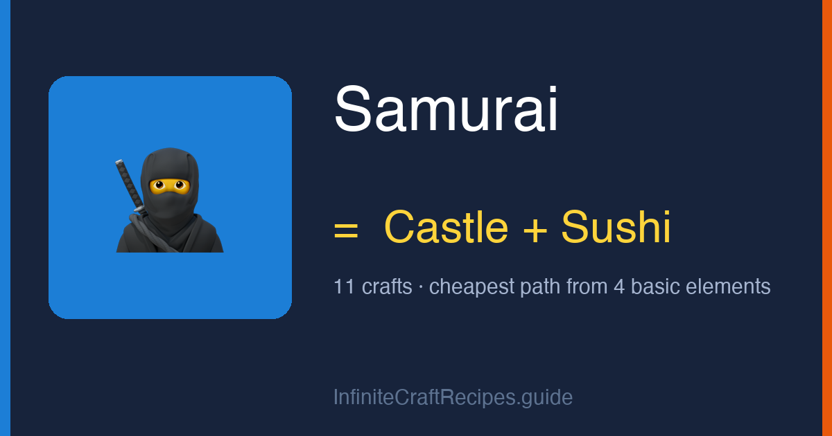 How to make Samurai in Infinite Craft: combine Castle and Sushi, 11 crafts total from the four basic elements.
