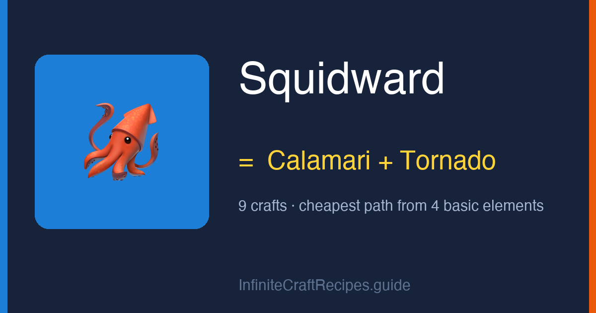 How to make Squidward in Infinite Craft: combine Calamari and Tornado, 9 crafts total from the four basic elements.