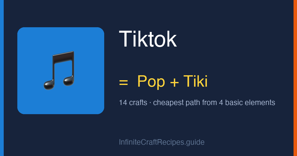 How to make Tiktok in Infinite Craft: combine Pop and Tiki, 14 crafts total from the four basic elements.