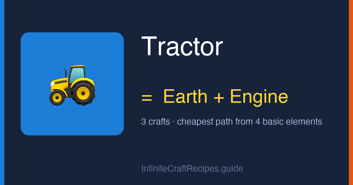 How to make Tractor in Infinite Craft: combine Earth and Engine, 3 crafts total from the four basic elements.