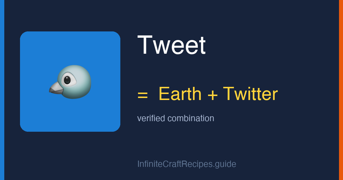 How to make Tweet in Infinite Craft: combine Earth and Twitter.