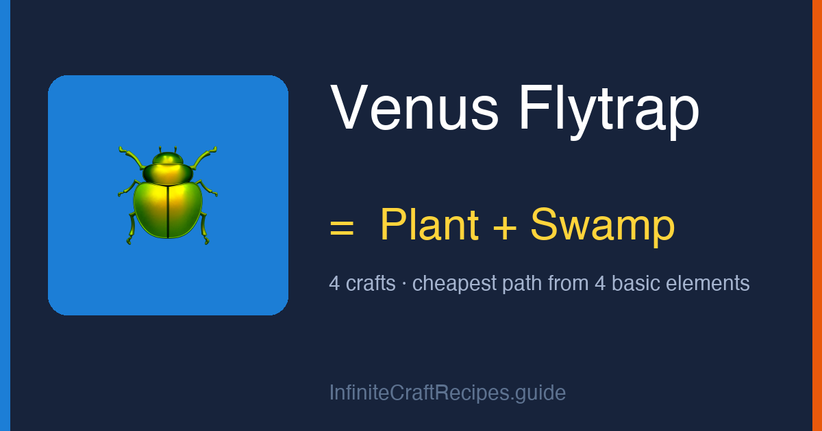 How to make Venus Flytrap in Infinite Craft: combine Plant and Swamp, 4 crafts total from the four basic elements.